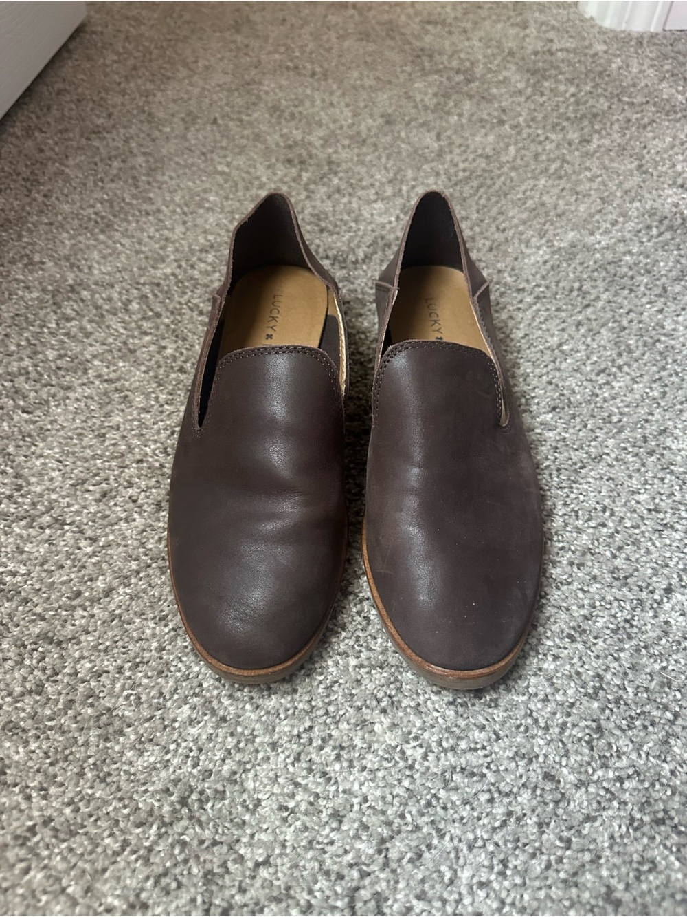 Lucky Brand Women Dark Brown Slip-On Leather Loafers